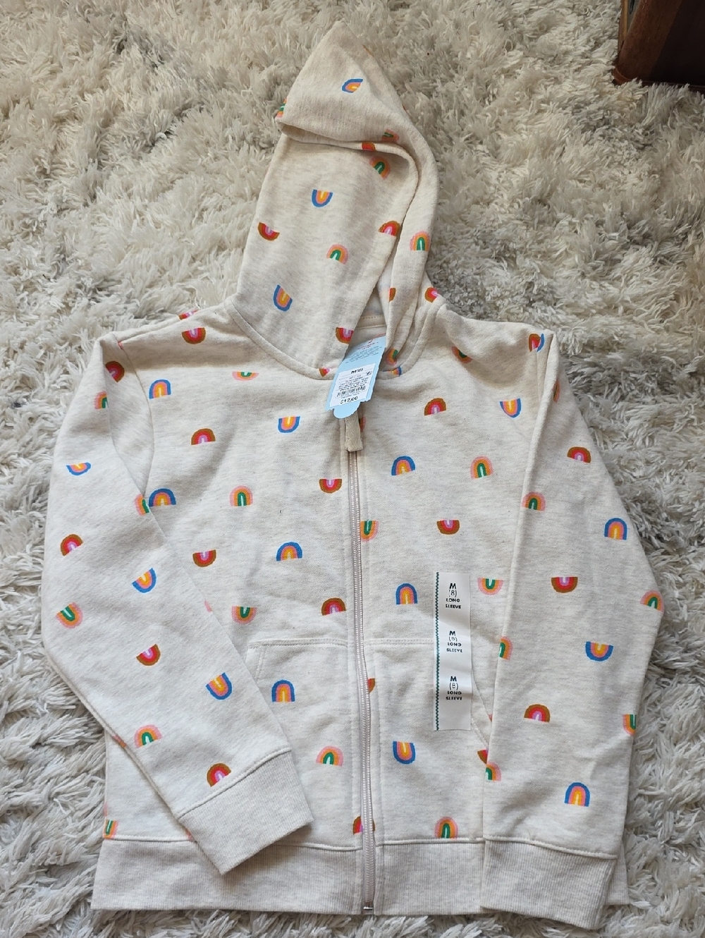 Cat & Jack Cream Rainbow Print Zip Hoodie